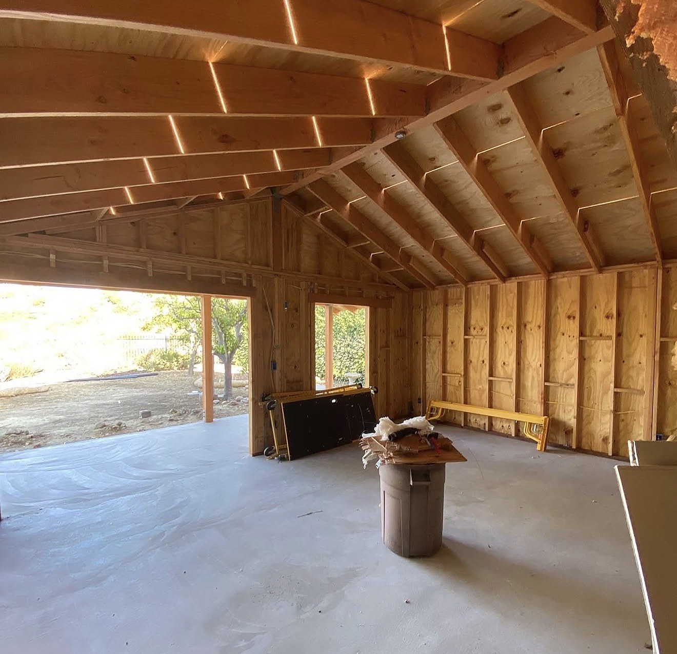 Structural addition framing with vaulted ceiling