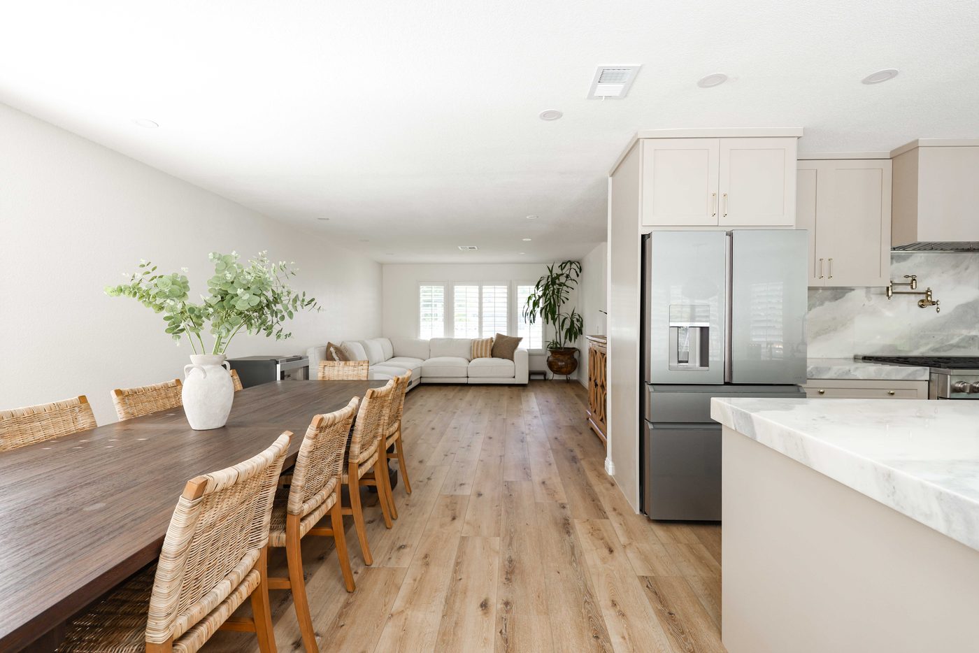 Open-concept dining and living spaces